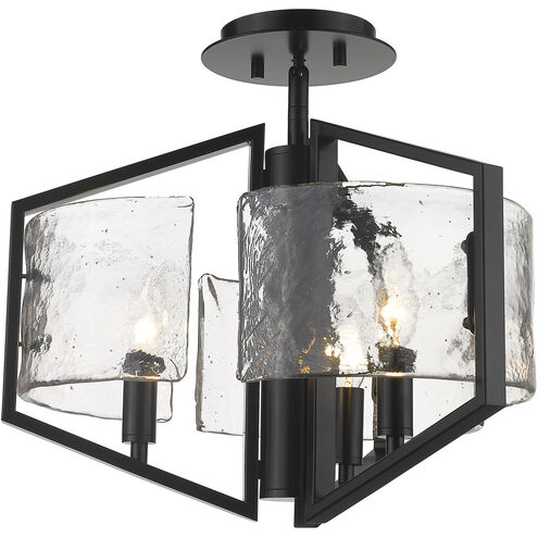 Varsha 3 Light 17 inch Matte Black Semi-flush Ceiling Light